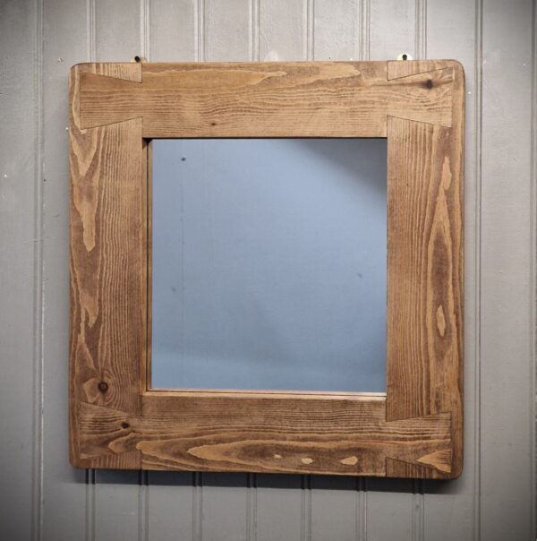 Wide frame wooden mirror in sustainable natural wood, custom handmade in Somerset in our modern rustic style.