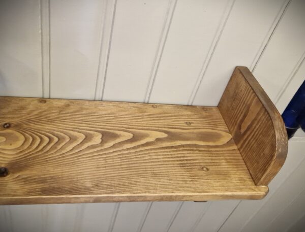 Rustic wooden bookend shelf, deep floating shelf with bookend handmade in Somerset UK