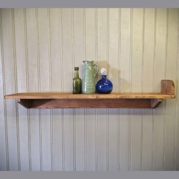 Rustic wooden bookend shelf, wide wooden floating shelf with attached brackets & bookend handmade in Somerset UK