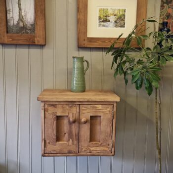 Dark wood floating vanity, wall hung wooden modern rustic sink stand, custom handmade in Somerset UK