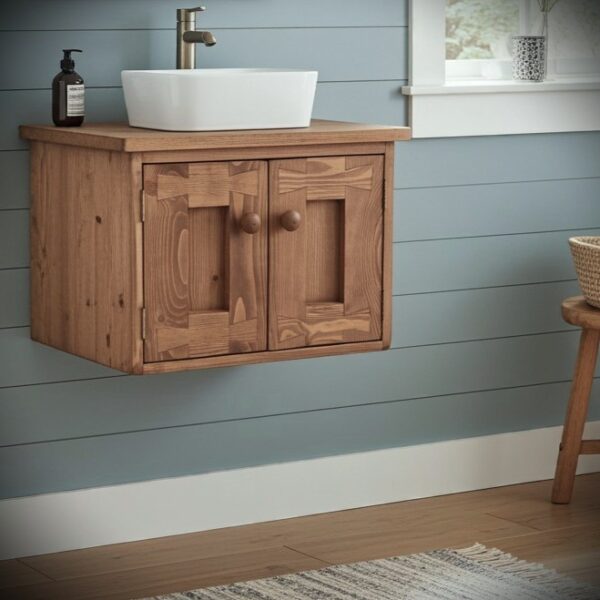 Dark wood floating vanity bathroom cabinet, wall hanging rustic sink stand, bespoke handmade in Somerset UK -edited_1