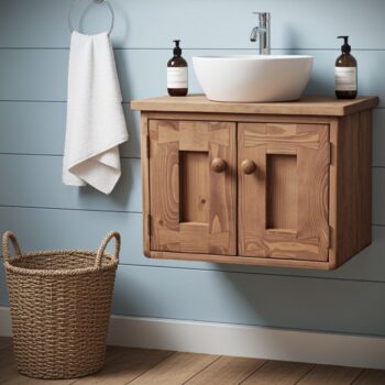 Dark wood floating vanity bathroom cabinet, rustic wall mounted sink stand, bespoke handmade in Somerset UK -edited_1