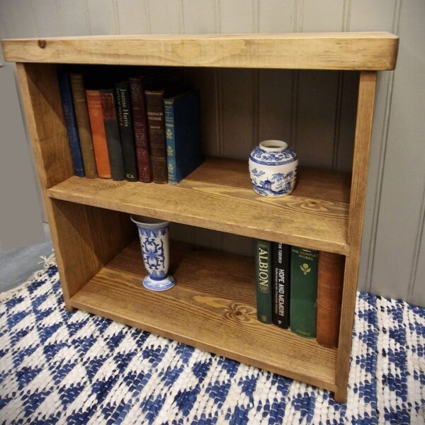Small dark wooden bookshelf and modern rustic bookcase, cottage farmhouse shelving bespoke handmade in Somerset UK