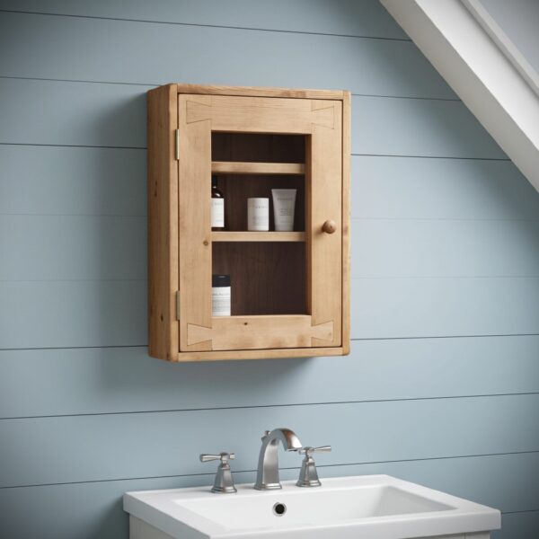 Glazed rustic medicine cabinet, spa bathroom cosmetic display case in natural wood, bespoke handmade in Somerset UK -edited_1