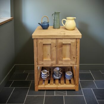 Rustic kitchen island cabinet, wooden floor cabinet on wheels, custom handmade in Somerset UK -edited_1