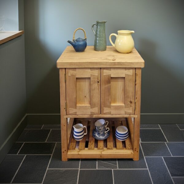 Rustic kitchen island cabinet, wooden floor cabinet on wheels, custom handmade in Somerset UK -edited_1