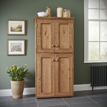 Rustic wooden pantry cabinet, floor standing tall kitchen storage cupboard, custom handmade in Somerset UK -edited_1