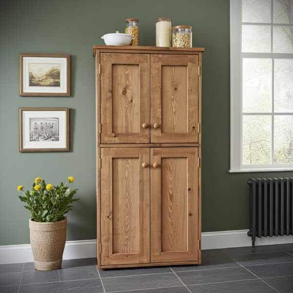 Rustic wooden pantry cabinet, floor standing tall kitchen storage cupboard, custom handmade in Somerset UK -edited_1