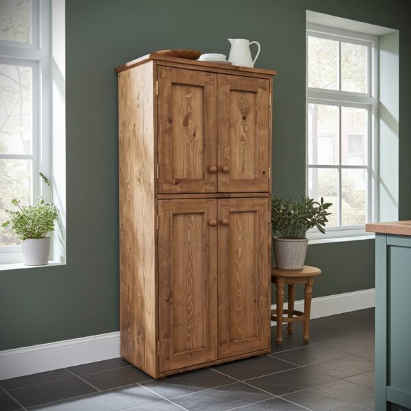 Rustic wooden pantry cabinet, tall country cottage kitchen storage cupboard, custom handmade in Somerset UK -edited_1