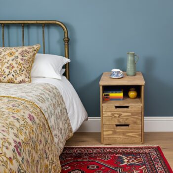 Wooden bedside cabinet bespoke with 2 drawers, handmade in Somerset UK from rustic chunky natural wood -edited_2