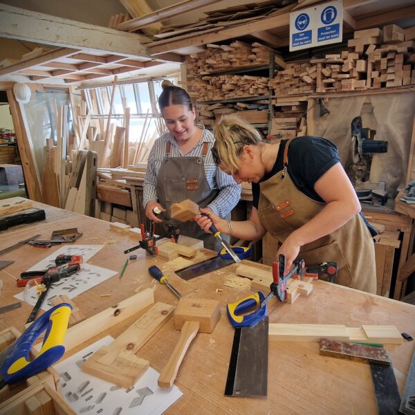 Woodworking day courses and classes in Somerset UK, students learn hands on carpentry skills and techniques from furniture maker Marc Wood.