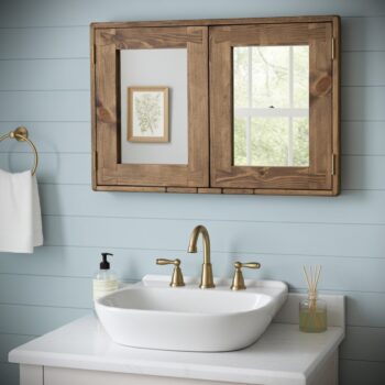 Large dark wood mirror cabinet, wide bathroom wall cabinet custom handmade in Somerset from natural, sustainable wood -edited_1